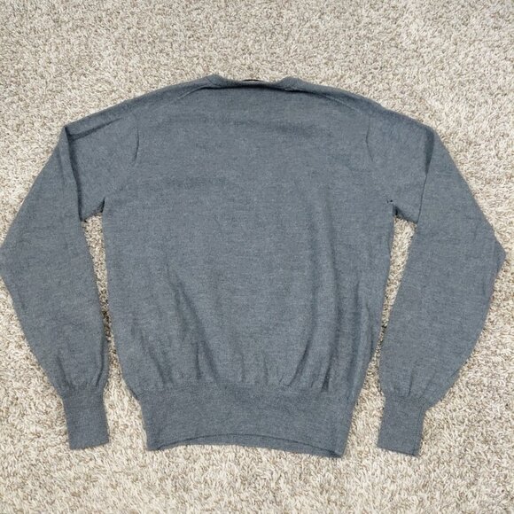 Peter Millar Sweater Mens Medium Grey Merino Wool V-Neck Golf Logo READ - Picture 2 of 7